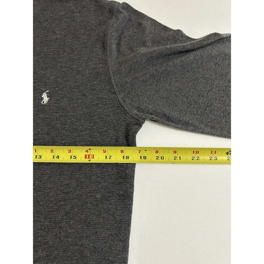 Polo Ralph Lauren Waffle Knit Thermal Crewneck Cotton Long Sleeve Shirt Grey L